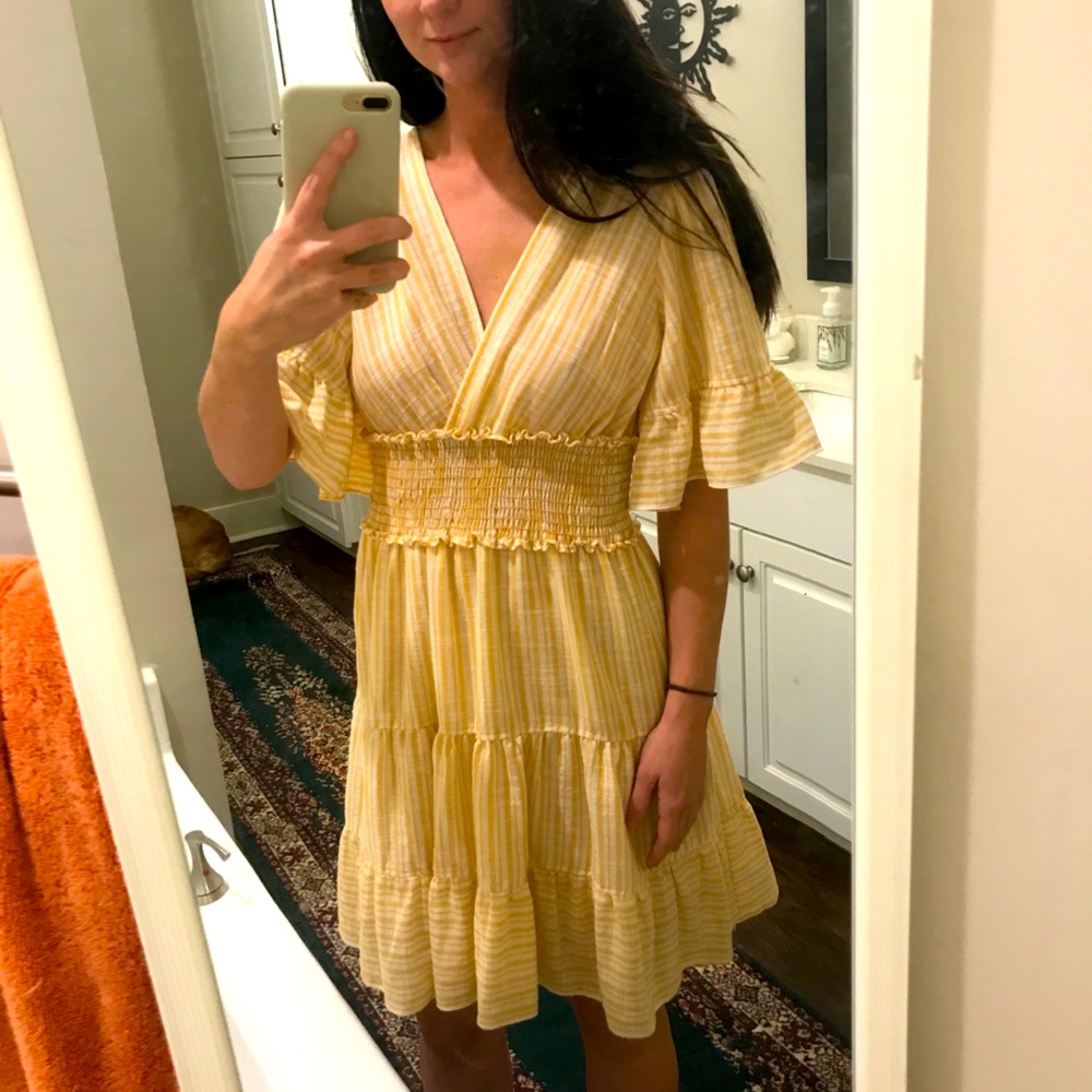 Yellow Pin Stripe Max Studio Dress